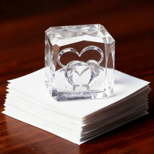 Dolphin 3D Crystal Engraved Paperweight.